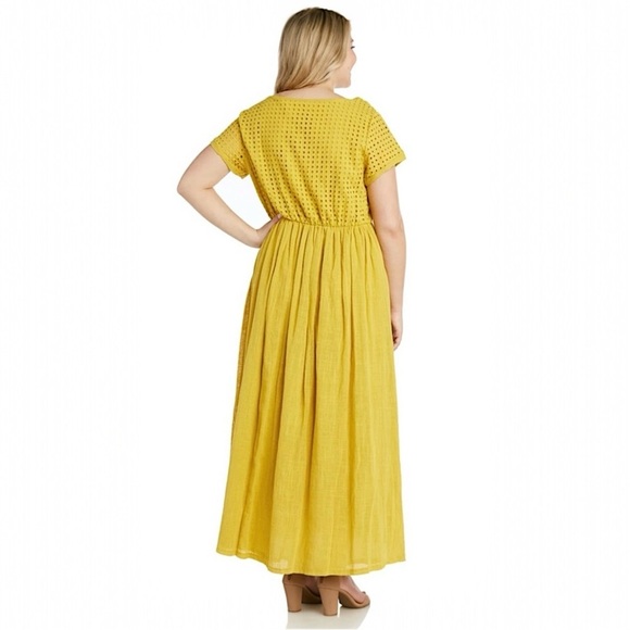 Kaktus Boho Eyelet Oversized V-neck Maxi Dress Size S - Picture 2 of 7